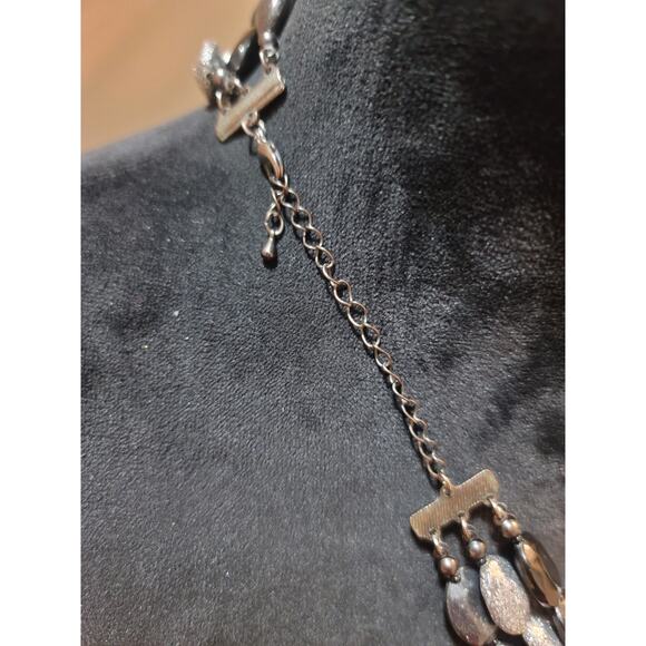 Women's Double Strand Black And Silver Beaded Necklace With Lobster Clasp Lock - Picture 6 of 6